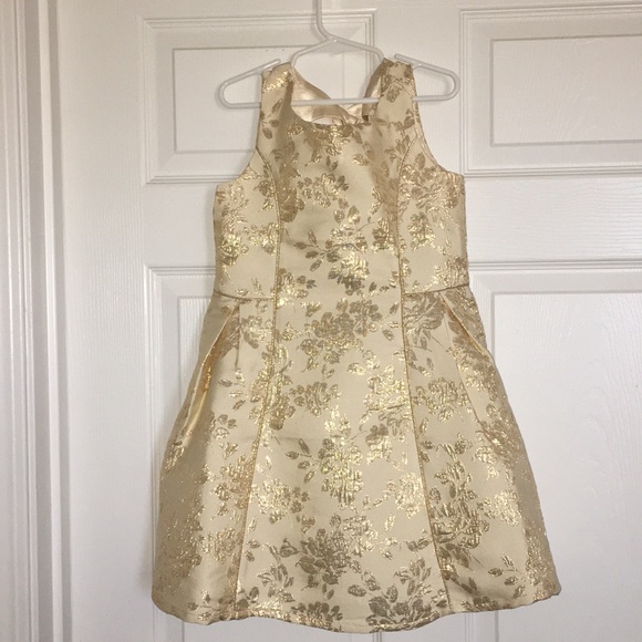 The Children's Place Other - Girls Ivory/Gold Formal Dress 6X/7